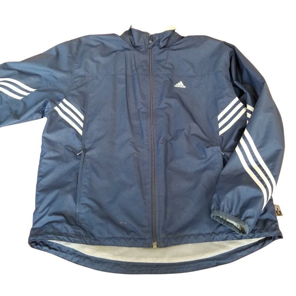 Vintage Y2K Mens Large Adidas Blue Track Windbreaker Jacket